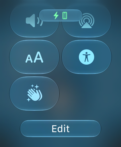Apple Watch Control Center with the Start Worshin’ control.