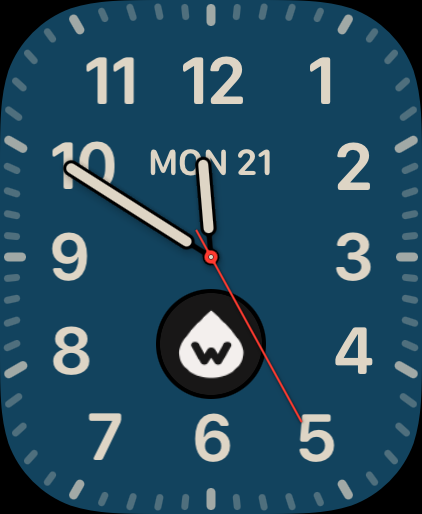 Apple Watch Ultra California face with the Worsh drop complication.